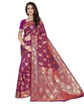 floral pattern banarasi silk saree