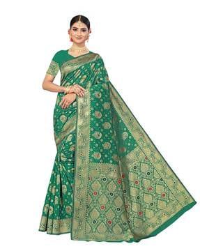 floral pattern banarasi silk saree