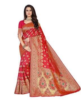 floral pattern banarasi silk saree