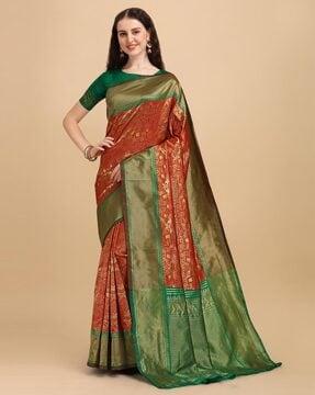 floral pattern banarasi silk saree