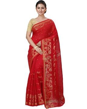 floral pattern bengal cotton tant saree