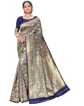 floral pattern bordered tradition saree