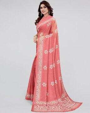 floral pattern chiffon saree