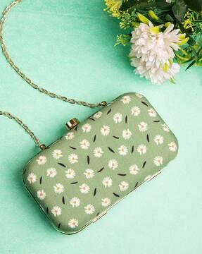 floral pattern clutch with detachable strap