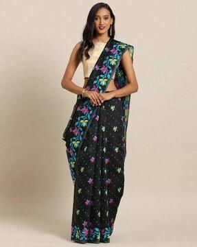 floral pattern cotton saree