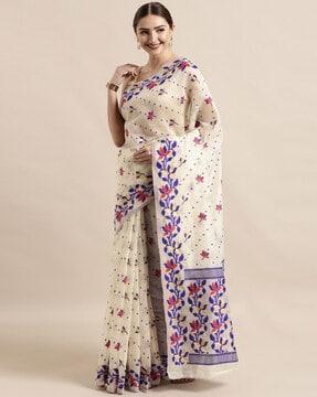 floral pattern cotton saree