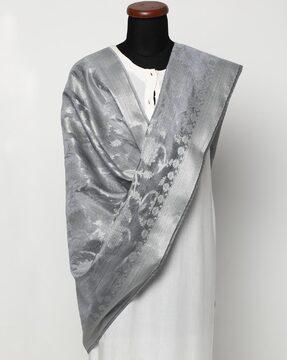 floral pattern dupatta with fringes