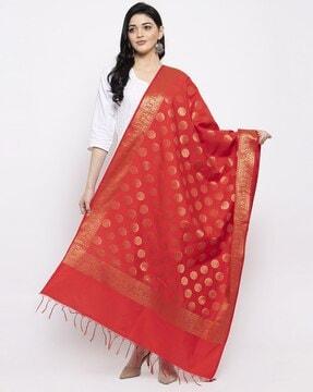 floral pattern dupatta with tassels