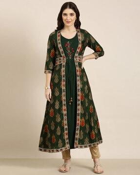 floral pattern flared kurta