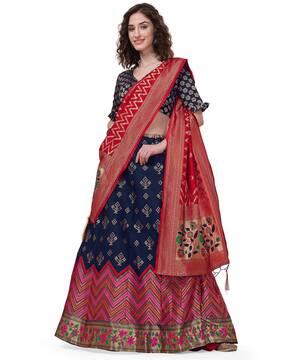 floral pattern flared lehenga choli set with dupatta