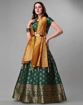 floral pattern flared lehenga choli set