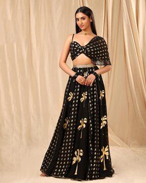 floral pattern flared lehenga choli set