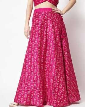 floral pattern flared skirt