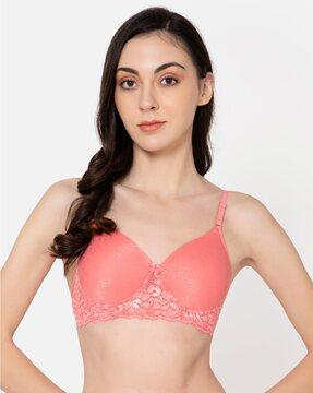 floral pattern lace t-shirt bra