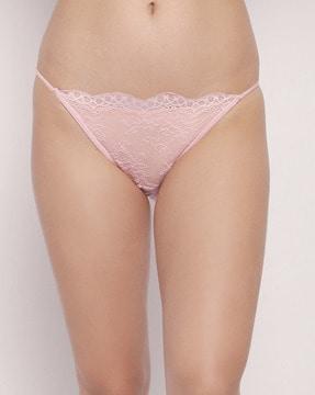 floral pattern lace thongs