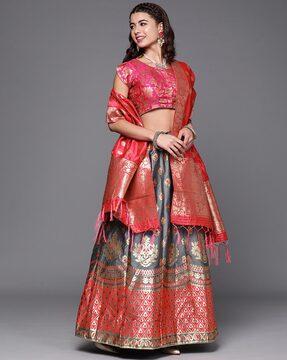 floral pattern lehenga choli set with dupatta