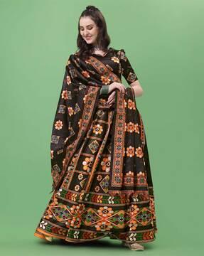 floral pattern lehenga choli set with dupatta