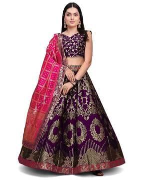 floral pattern lehenga choli set with dupatta