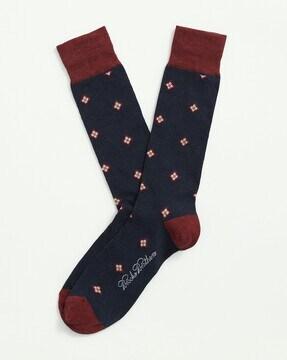 floral pattern mid-calf length socks