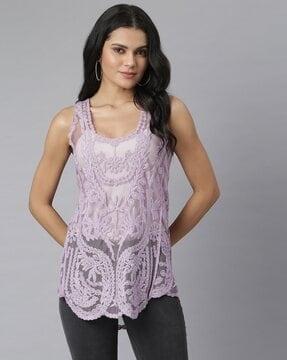 floral pattern open-front shrug