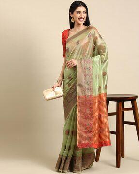 floral pattern organza saree