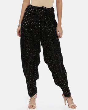 floral pattern patiala pants with drawstring waist