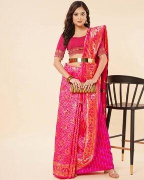 floral pattern saree with belt