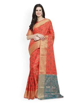 floral pattern saree with blouse piece