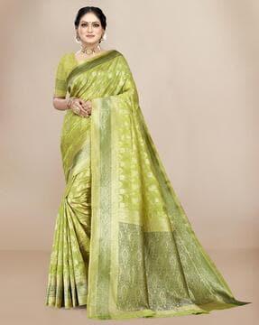 floral pattern saree with contrast border