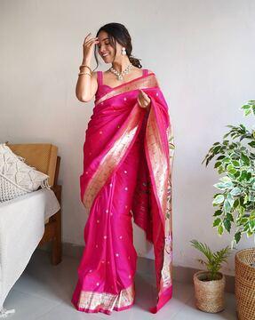 floral pattern saree with contrast border