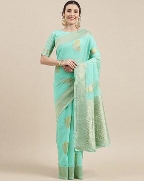 floral pattern saree with contrast border