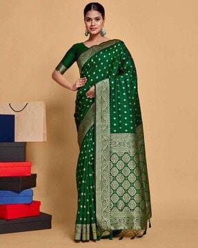 floral pattern saree with contrast border