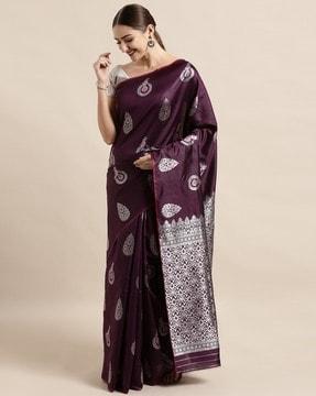 floral pattern saree with tapering border