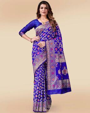 floral pattern saree with tapering border