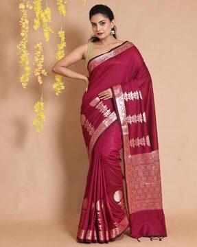 floral pattern saree with tassels