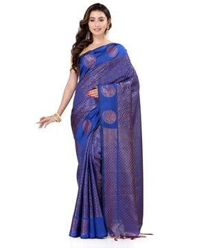 floral pattern saree with tassels