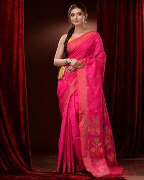 floral pattern saree with tassels