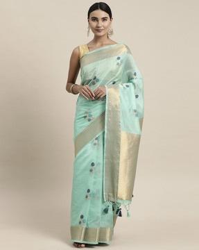 floral pattern saree with tassels