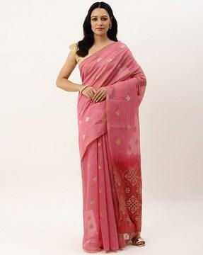 floral pattern saree with tassels