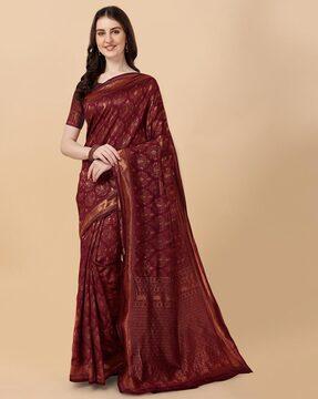 floral pattern saree with zari border