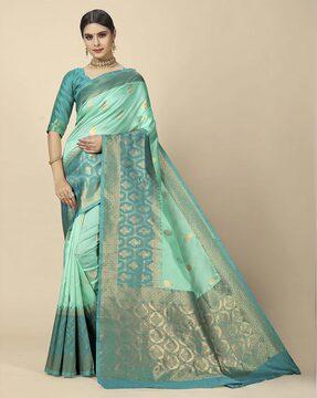 floral pattern saree with zari border