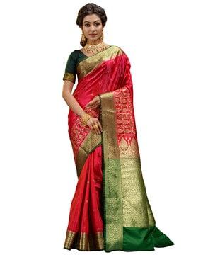 floral pattern silk saree