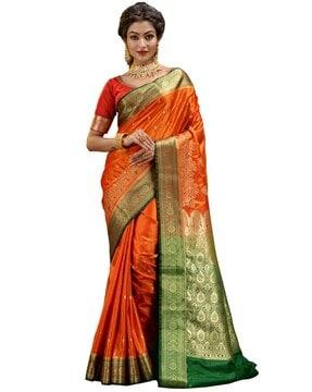 floral pattern silk saree