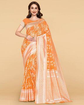 floral pattern silk saree