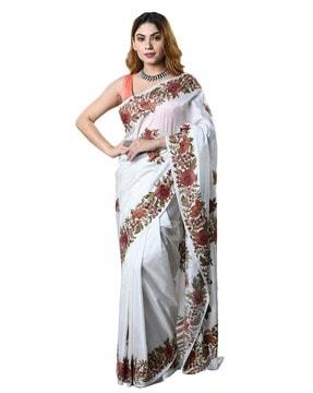 floral pattern silk saree