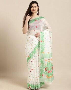 floral pattern silk saree