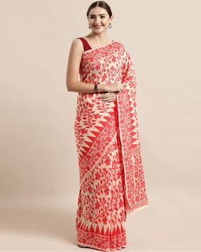 floral pattern silk saree