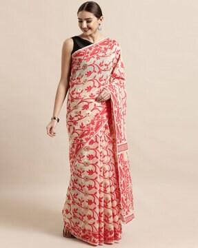 floral pattern silk saree