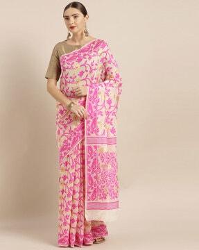 floral pattern silk saree