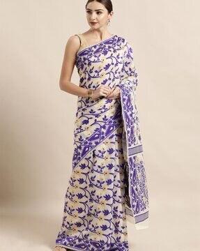 floral pattern silk saree